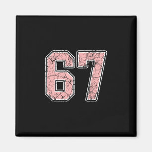 Pink And White Number 67 Jersey Player Uniform #67 Magnet