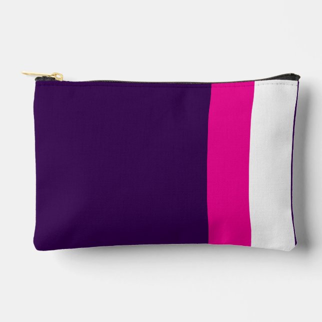 Pink and White on Navy Small Accessory Pouch (Front)