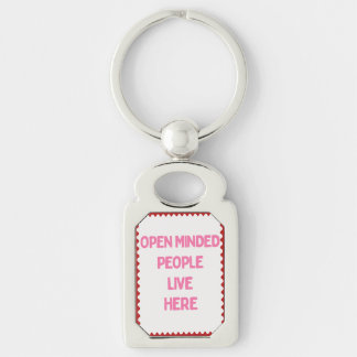 Pink and White Open Minded People  Key Ring
