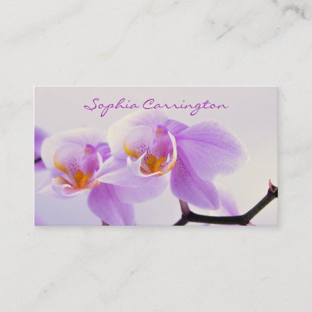 Pink and White Orchids Business Card (Front)