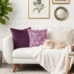 Pink and white paisley cushion