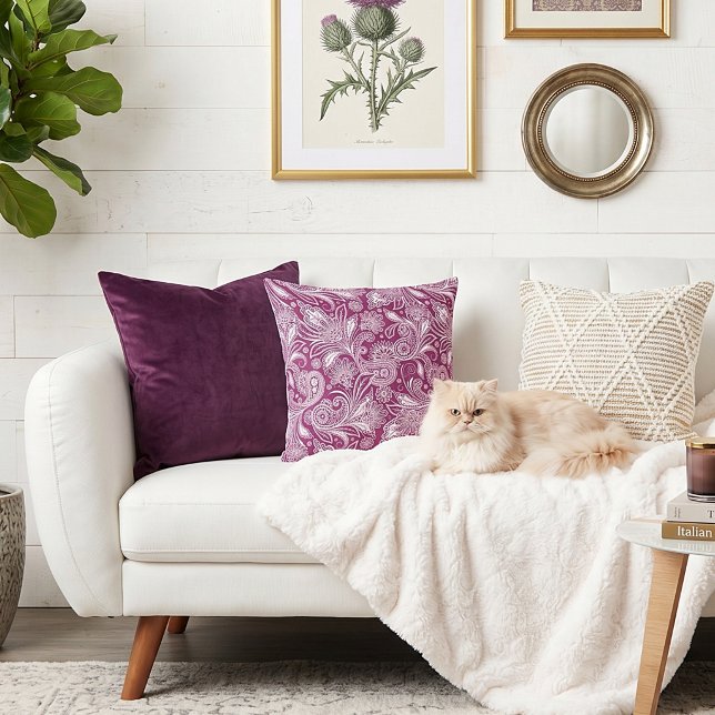 Pink and white paisley  cushion (Creator Uploaded)
