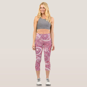 Pink and White Paisley Yoga Pants