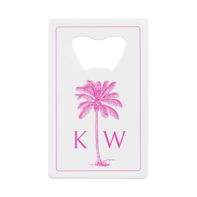 Pink and White Palm Palmetto Tree Monogram (Front)