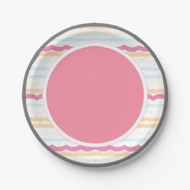 Pink And White Paper Plate (Front)