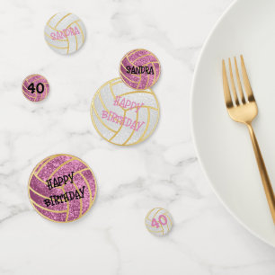 Pink and White Party Glitter Volleyball Confetti