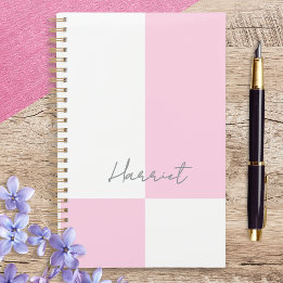 Pink and White Pastel Colour Block Personalised Planner