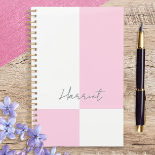 Pink and White Pastel Colour Block Personalised Planner