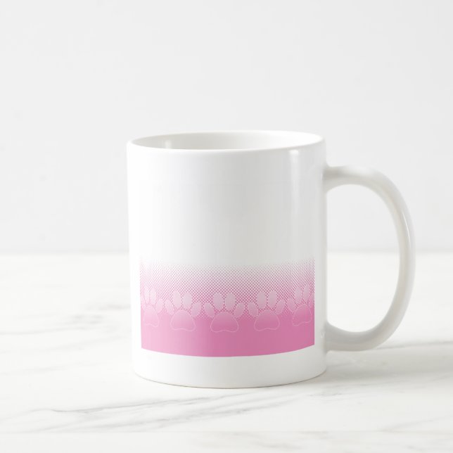Pink And White Paws With Newsprint Background Coffee Mug (Right)