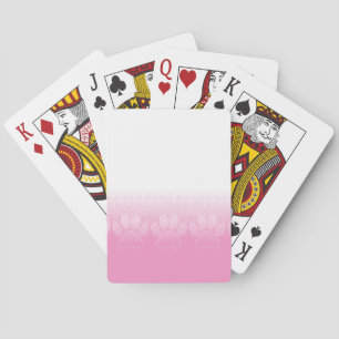 Pink And White Paws With Newsprint Background Playing Cards