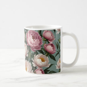 Pink and white Peony flowers Coffee Mug
