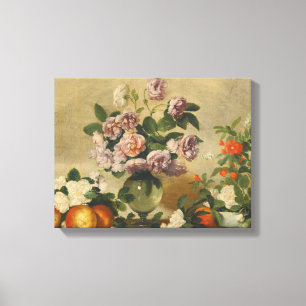 Pink and White Peony Flowers (Peonies Still Life) Canvas Print