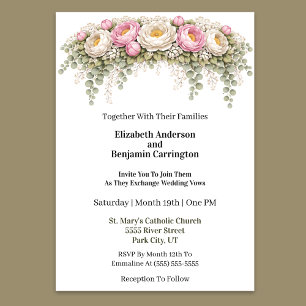 Pink and White Peony Wedding Invitation