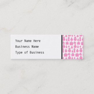 Pink and White Perfume Bottle Pattern. Mini Business Card