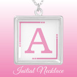 Pink and white personalised initial silver plated necklace<br><div class="desc">Personalised necklace /  pendant.
Add your initial.
Colour scheme: pink and white</div>
