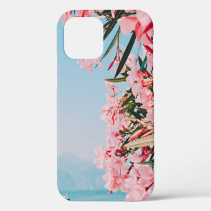 Pink and white petaled flowers iPhone 12 case