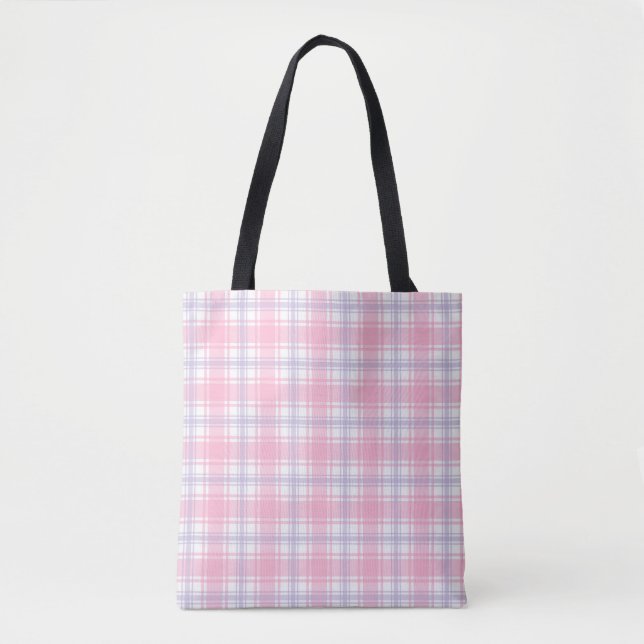 Pink and White Plaid Seamless Pattern  Tote Bag (Front)