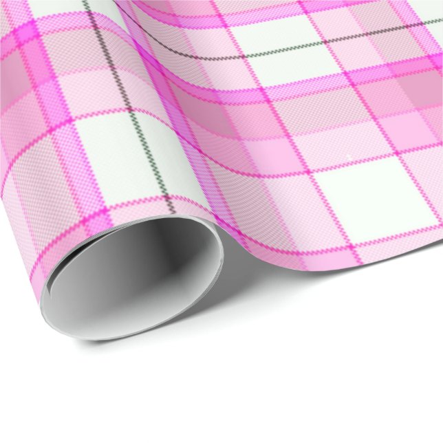 Pink And White Plaid Wrapping Paper (Roll Corner)