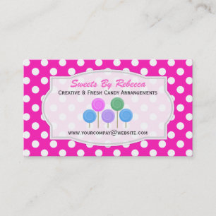 Pink And White Polka-dot: Candy Business Card