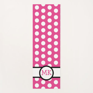Pink and White Polka Dot Cute Monogrammed Yoga Mat