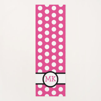 Pink and White Polka Dot Cute Monogrammed Yoga Mat