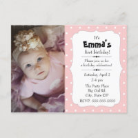 Pink and White Polka Dot Little Girl Birthday