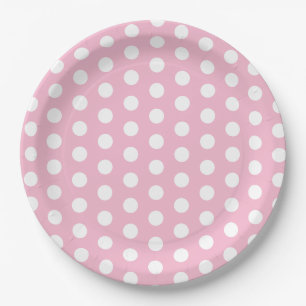 Pink and White Polka Dot Party Paper Plate