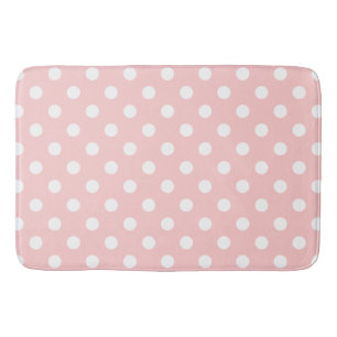 Pink and White Polka Dot Pattern Bath Mat