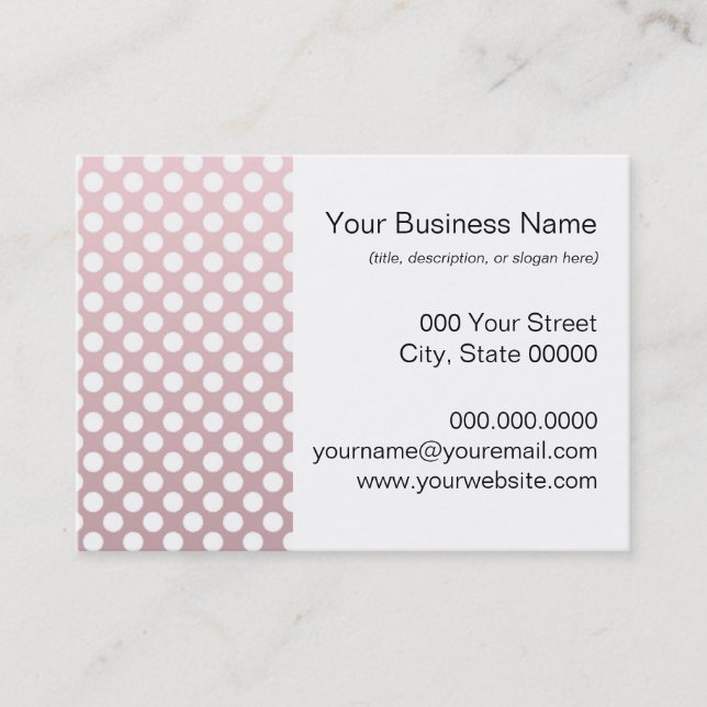 Pink and White Polka Dot Pattern Business Card (Front)