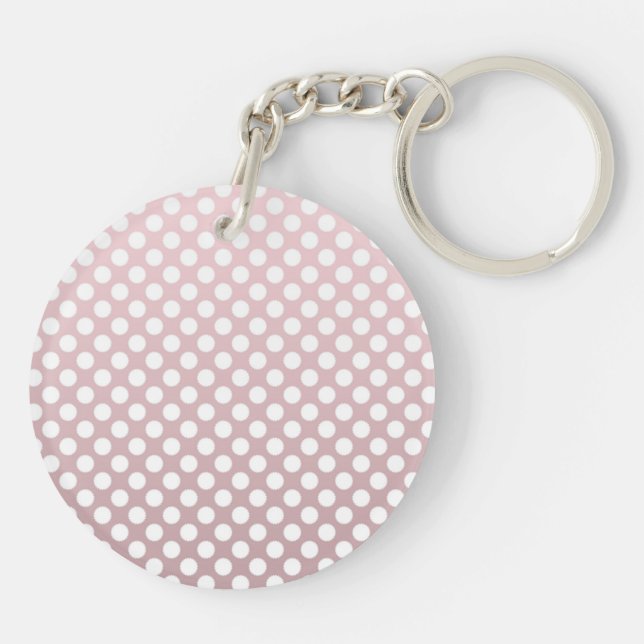 Pink and White Polka Dot Pattern Key Ring (Back)