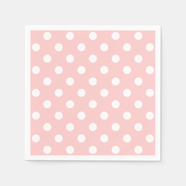 Pink and White Polka Dot Pattern Napkin (Front)
