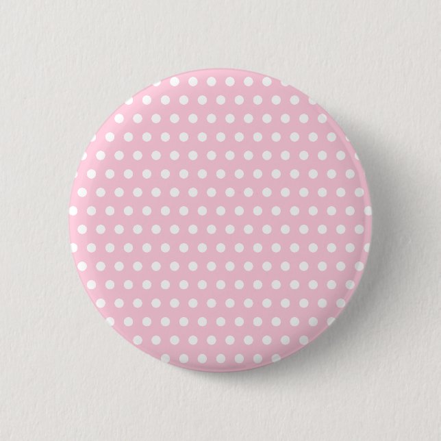 Pink and White Polka Dot Pattern. Spotty. 6 Cm Round Badge (Front)