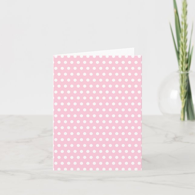 Pink and White Polka Dot Pattern. Spotty. Card (Front)