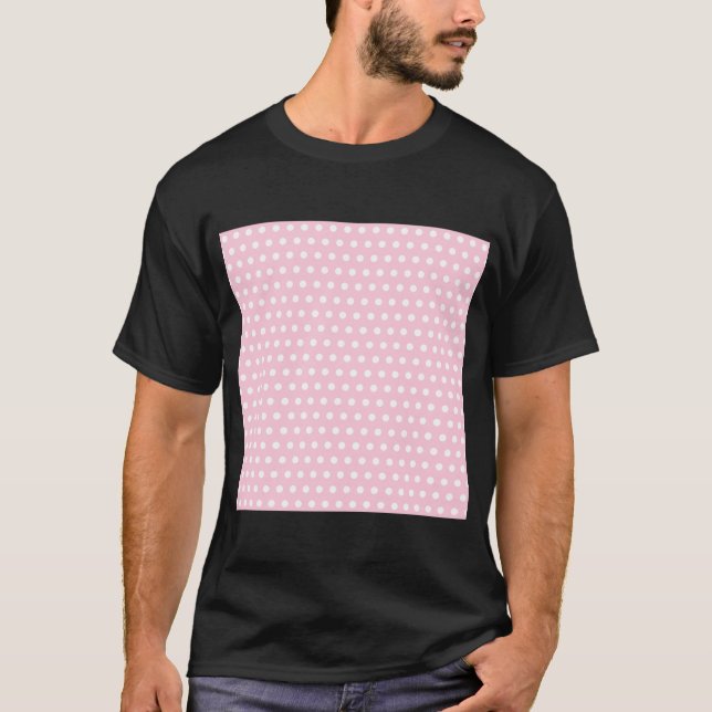 Pink and White Polka Dot Pattern. Spotty. T-Shirt (Front)