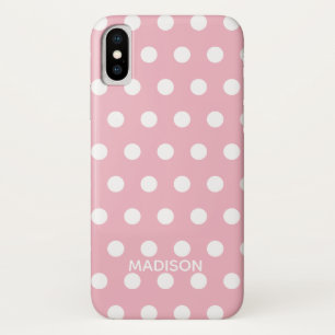 Pink and white polka dot  Personalized Name Case-Mate iPhone Case