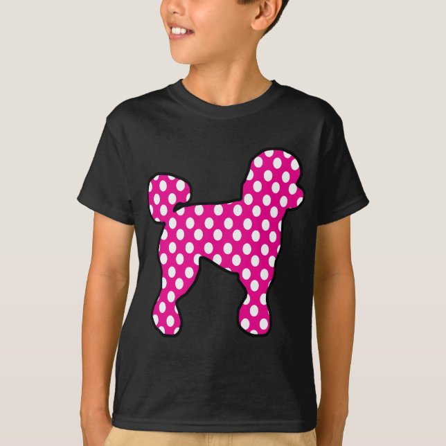Pink And White Polka Dot Poodle  For 50s Sock Hop  T-Shirt (Front)