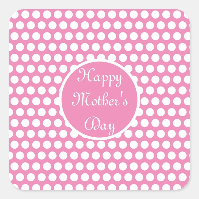 Pink and White Polka dot   Square Sticker (Front)
