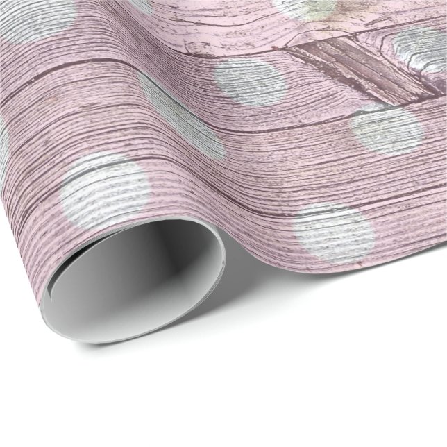 pink and white polka dot woodgrain wrapping paper (Roll Corner)