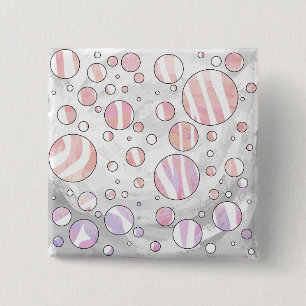 Pink and White Polka Dot Zebra 15 Cm Square Badge