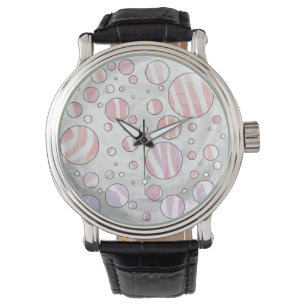 Pink and White Polka Dot Zebra Watch
