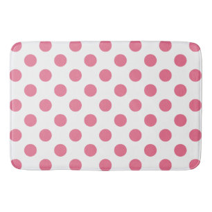 Pink and white polka dots bath mat