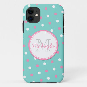 Pink and White Polka Dots iPhone 11 Case