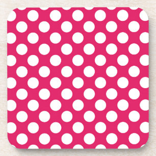 Pink and white polka dots coaster