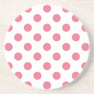 Pink and white polka dots coaster