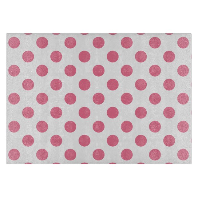 Pink and white polka dots cutting board (Front)