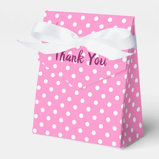 pink and white polka dots favour box (Front Side)
