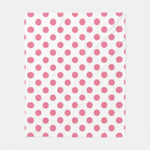 Pink and white polka dots fleece blanket