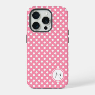 Pink and White Polka Dots iPhone 15 Pro Case