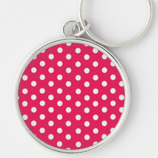 Pink And White Polka Dots Key Ring