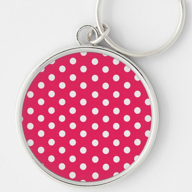 Pink And White Polka Dots Key Ring (Front)